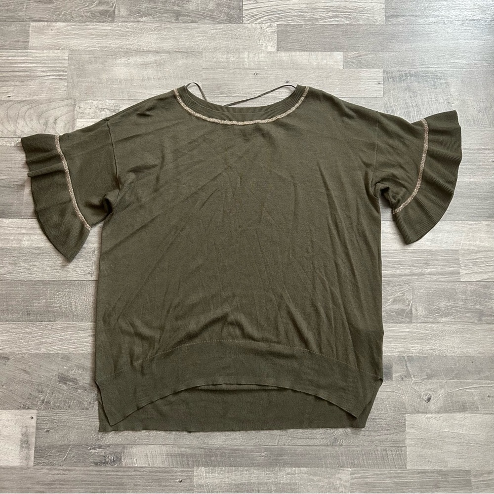 Apt. 9 Olive Green Ruffle Sleeve Top XL
